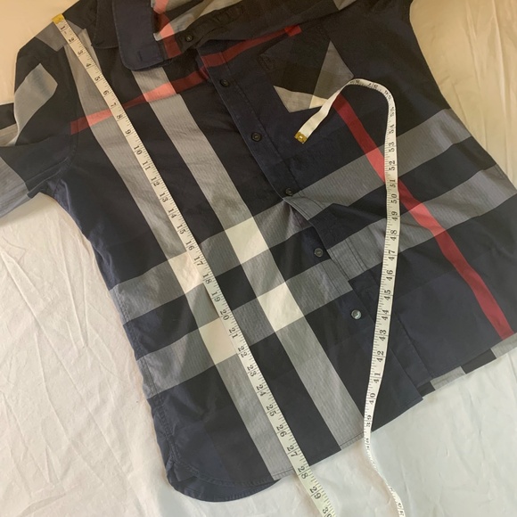 Burberry London Men’s Large Navy Plaid Button-Down Shirt Designer Check - Picture 7 of 8